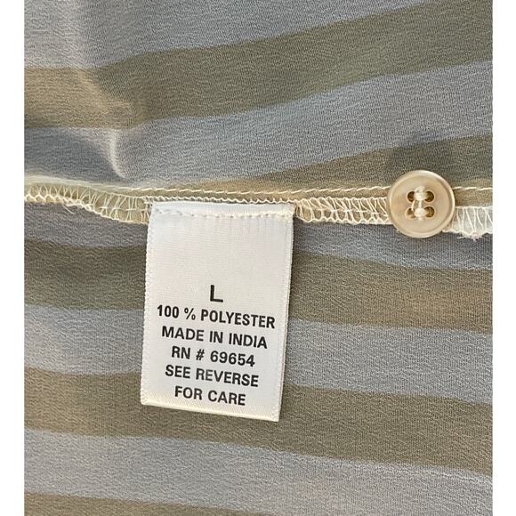 Charming Charlie Sheer Striped Collared Roll Up Sleeve Blouse White/Yellow Sz L - Picture 5 of 8